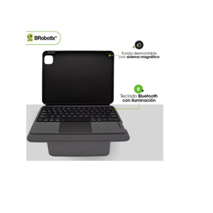 Funda Brobotix con teclado bluetooth y panel tactil para iPAD AIR 13 2024 6007822 color Negro