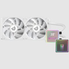 Enfriamiento Liquido Balam Rush Cryo Prism 240 ICE Blanco Display para monitoreo de temperatura ARGB 2x Vent 120 mm 270w
