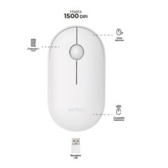 Mouse Acteck Optimize Edge MI460 Inal?mbrico Blanco Dise?o Delgado 1600DPI 2 Botones + 1